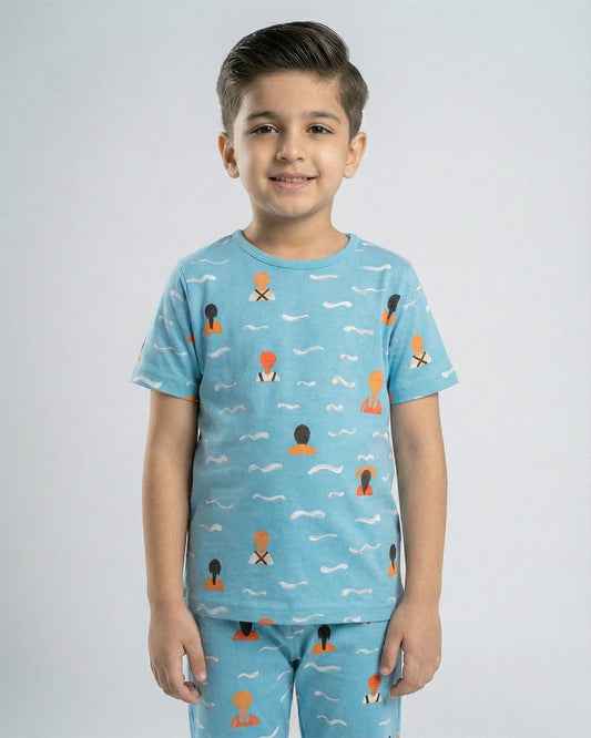 Kids' Summer Pajama Set – Blue Ocean Breeze