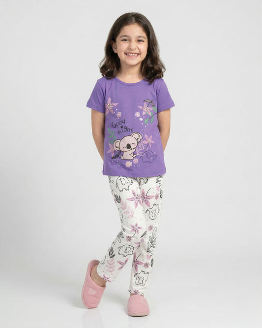 Sweet Dreams Koala Kids Night Suit – Purple