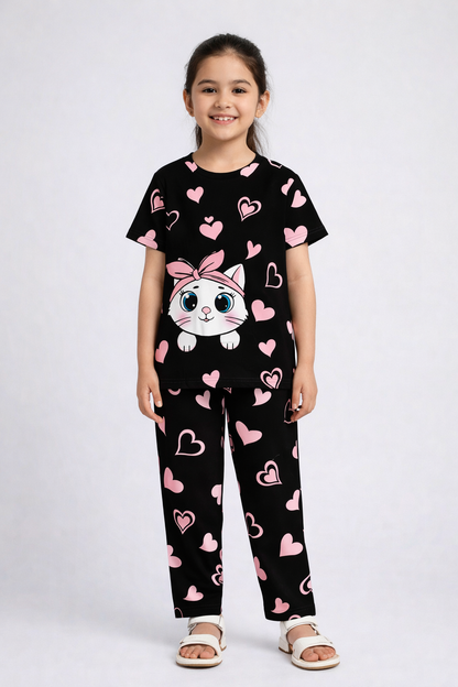 Black Kitty Pajama Set