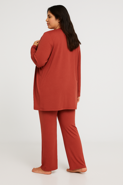 Women’s 3 Piece Nightwear Lounge Set with Moon & Sun Print | Plus Size Loungewear