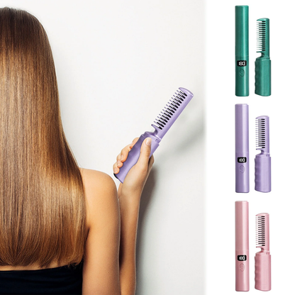 2-in-1 Rechargeable Hair Straightener Brush