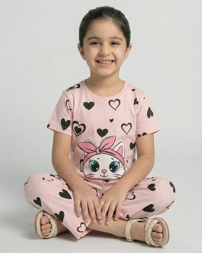 Pink Kitty Pajama Set