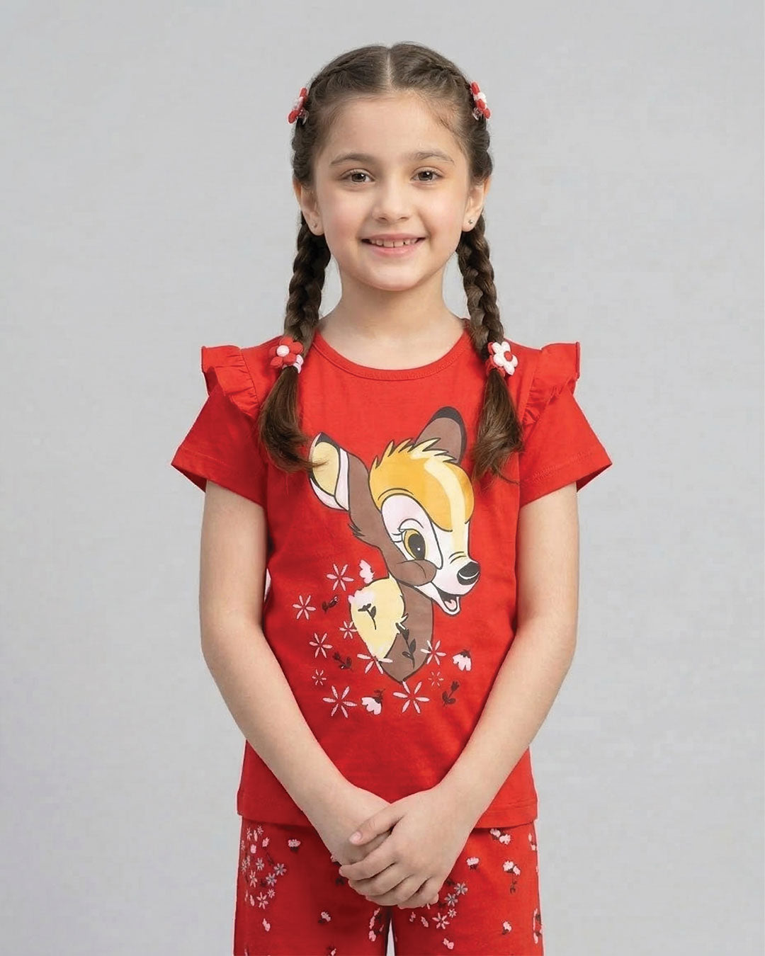 Red Bambi Printed Kids Co-Ord Set