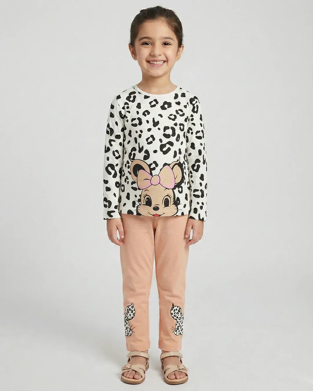Girls Leopard Print Character Pajama Set