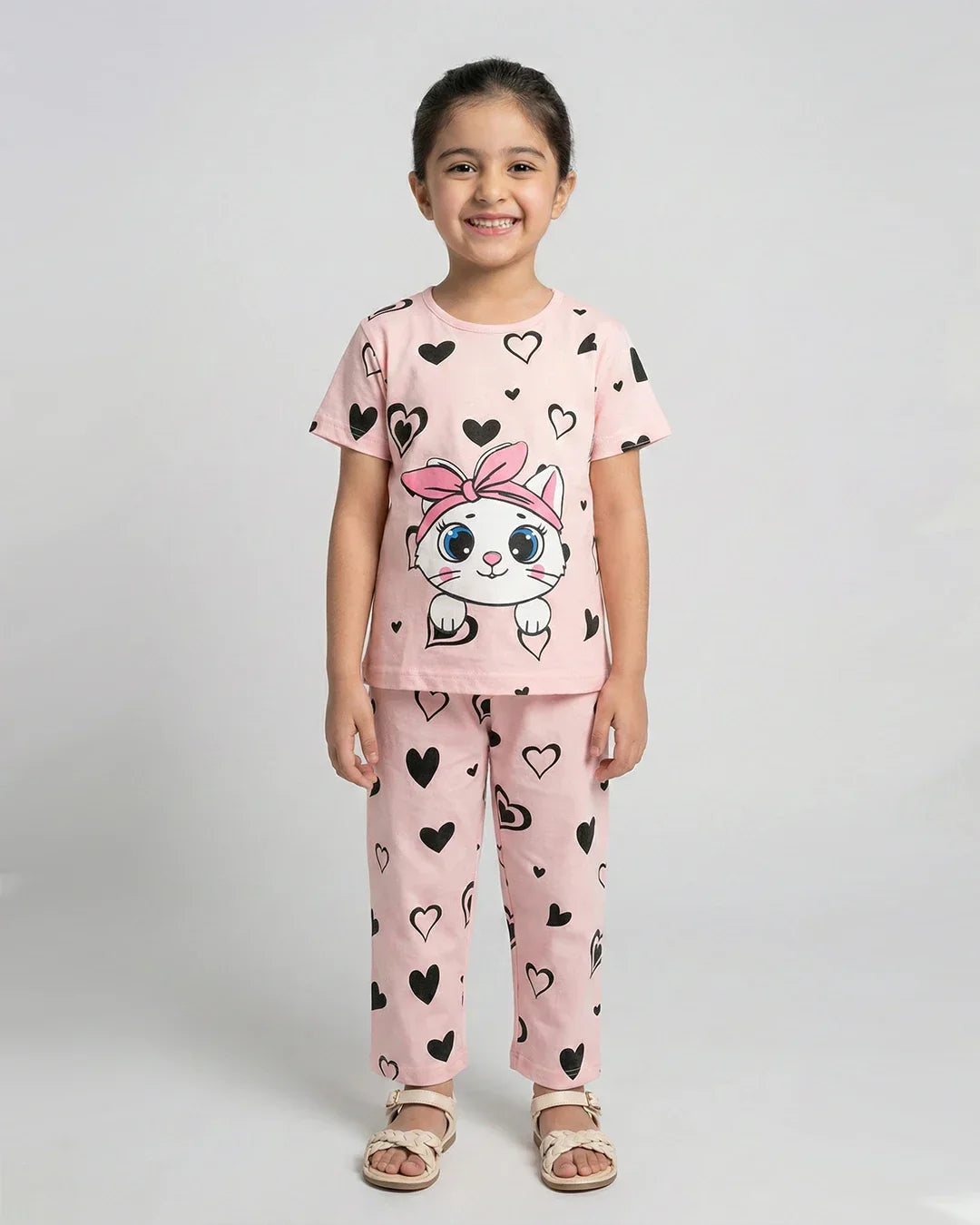 Pink Kitty Pajama Set