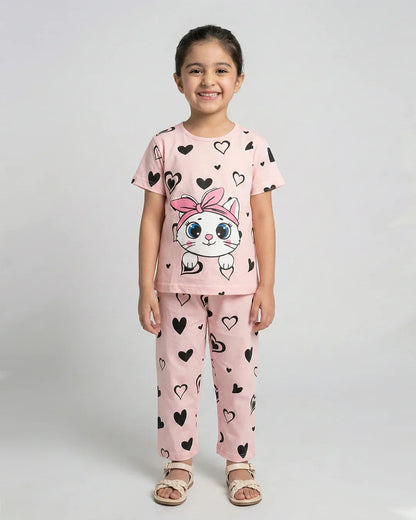 Pink Kitty Pajama Set