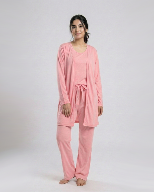 Women's 3 Pieces Night Suit  | Baby Pink