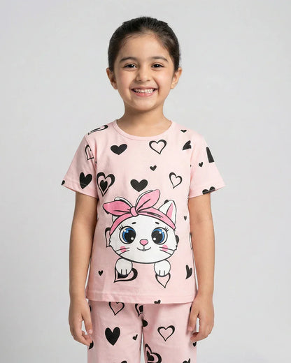 Pink Kitty Pajama Set