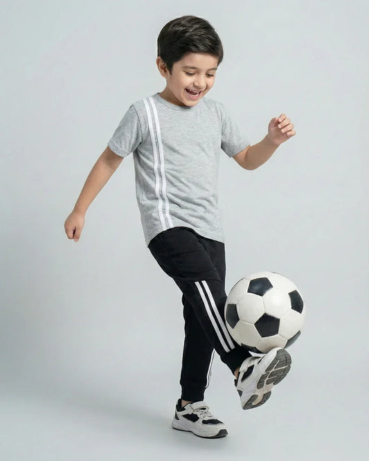 Elite Stripe Kids Tracksuit – Grey