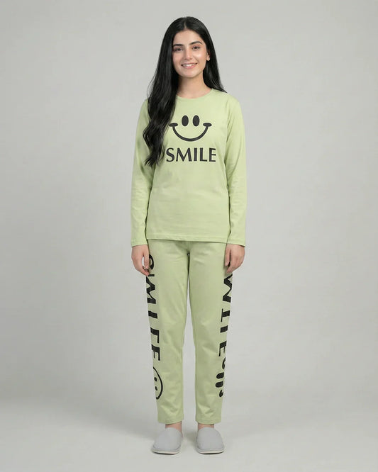 Smile Printed Nightsuit - Green