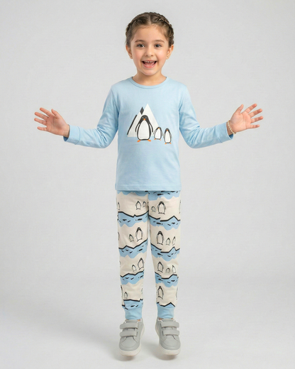 Polar Penguin Kids Night Suit – Sky Blue