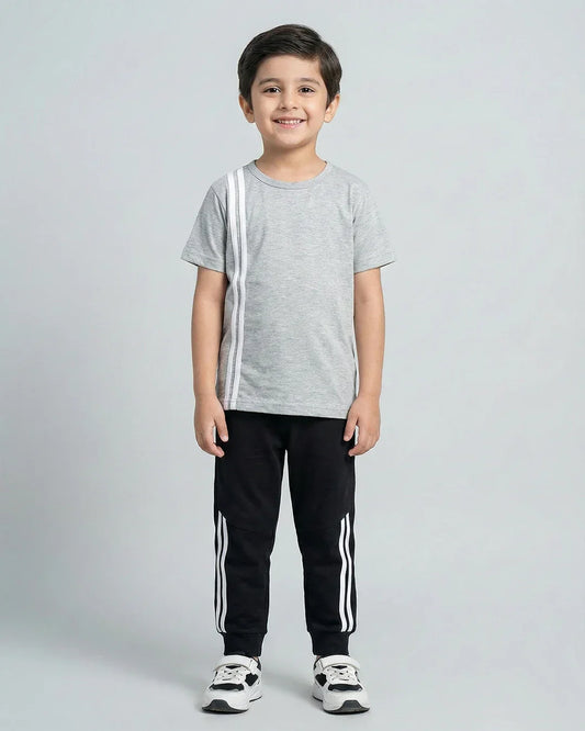 Elite Stripe Kids Tracksuit – Grey