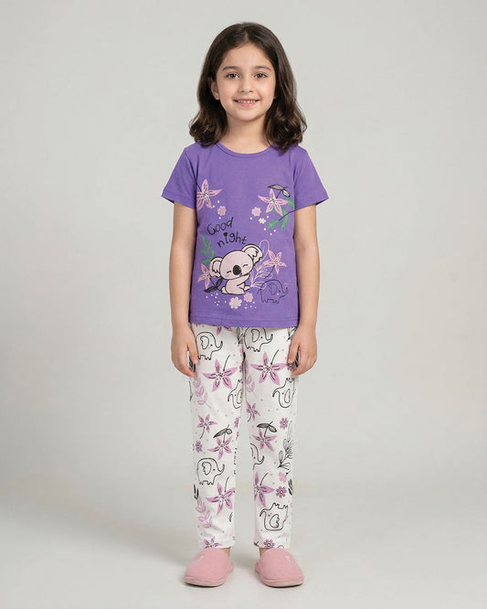 Sweet Dreams Koala Kids Night Suit – Purple