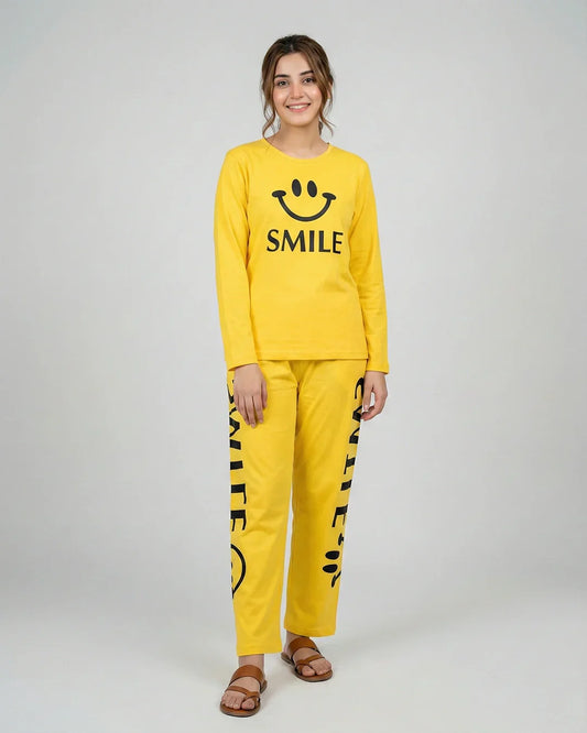 Smile Printed Nightsuit - Yellow