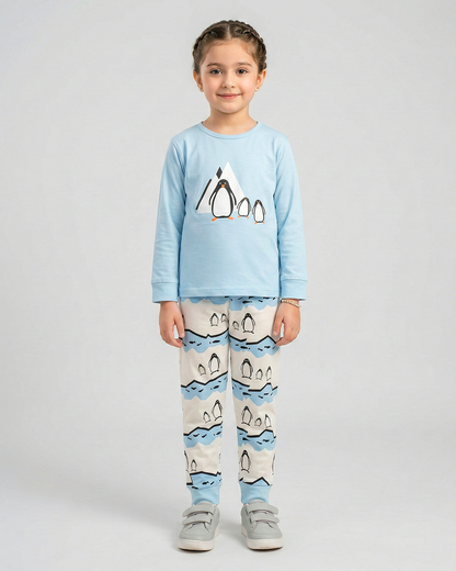 Polar Penguin Kids Night Suit – Sky Blue