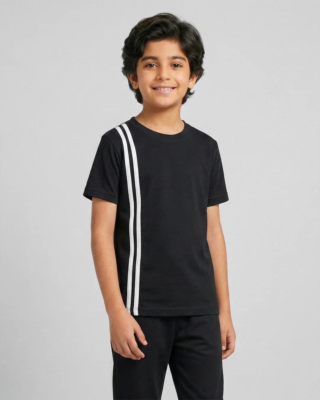Elite Stripe Kids Tracksuit – Black