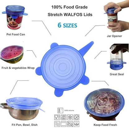 6pcs Silicone Food Covers Set