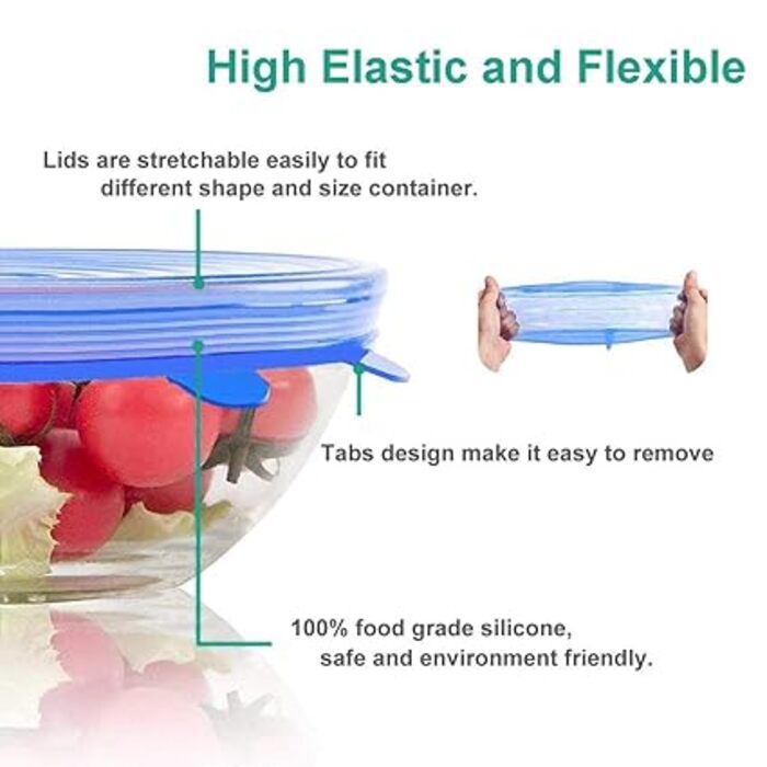 6pcs Silicone Food Covers Set