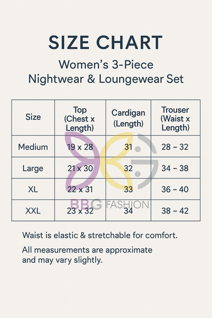 Women’s 3 Piece Nightwear Lounge Set with Moon & Sun Print | Plus Size Loungewear