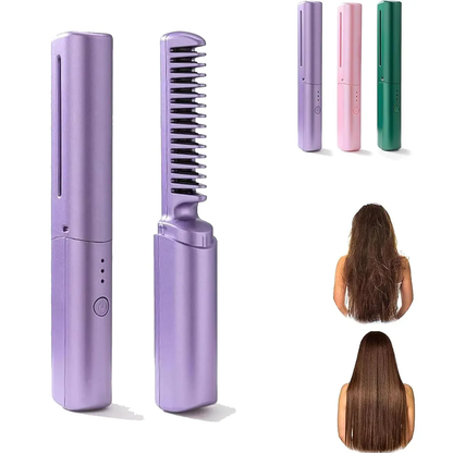 2-in-1 Rechargeable Hair Straightener Brush