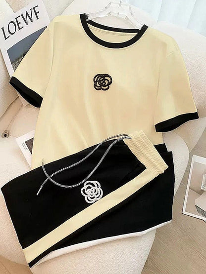 White Flower Style Track Suit
