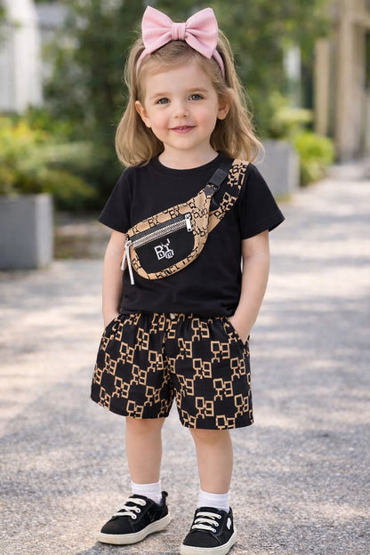 BLACK SHIRT WITH SHORTS