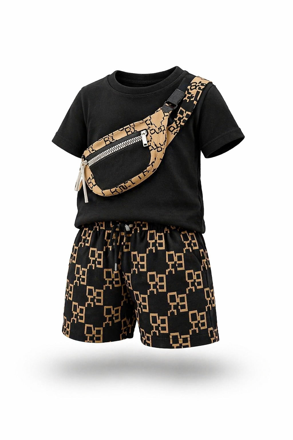 BLACK SHIRT WITH SHORTS