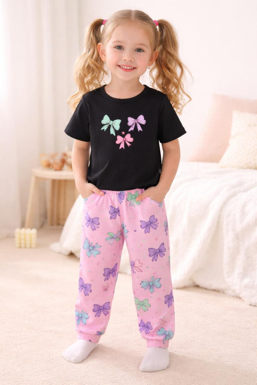 Black with pink ribbon  pajama