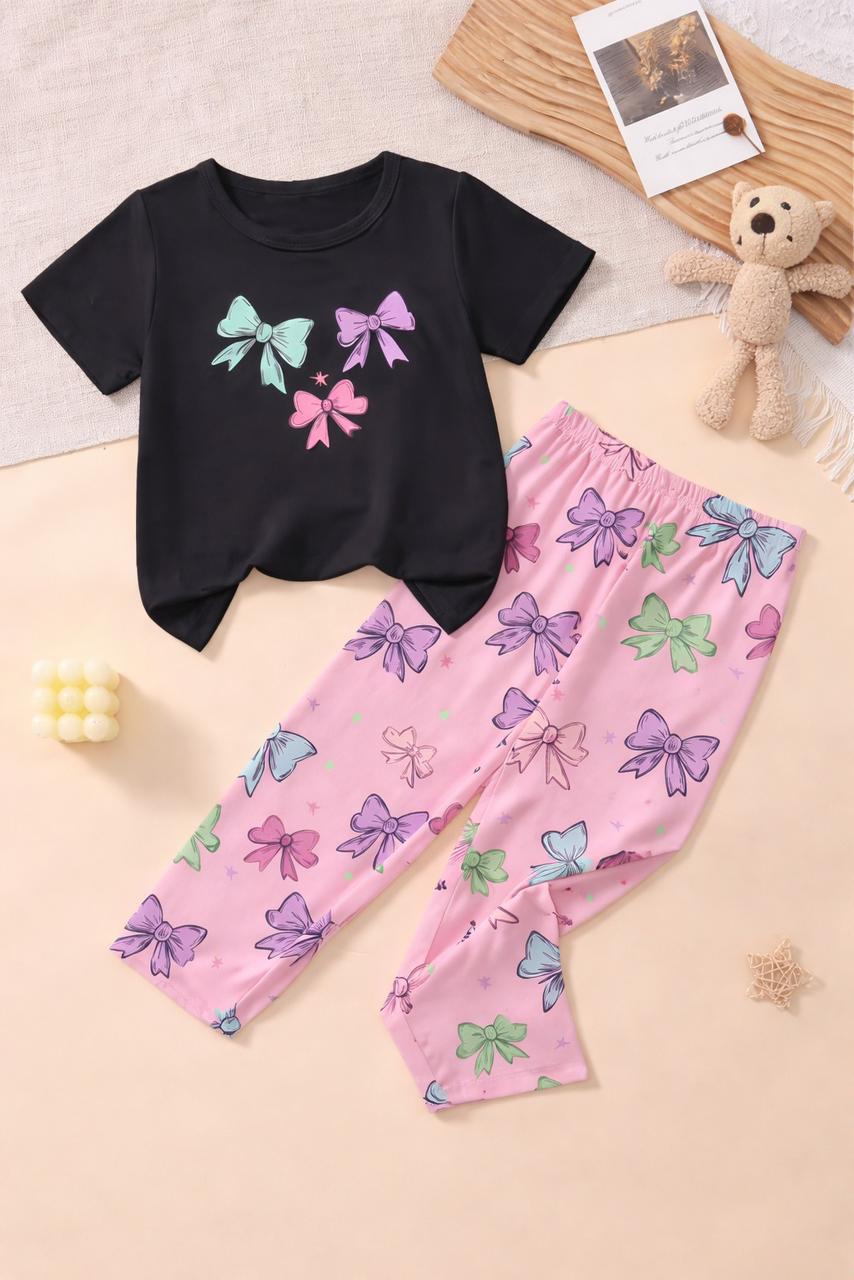 Black with pink ribbon  pajama