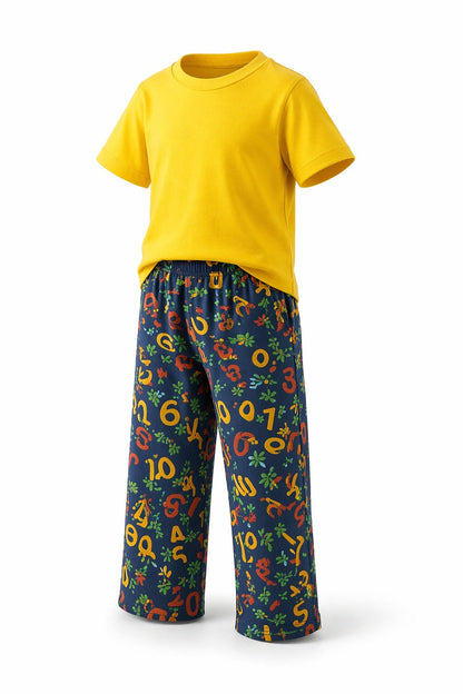 YELLOW SUIT WITH PRINTED TOUSER