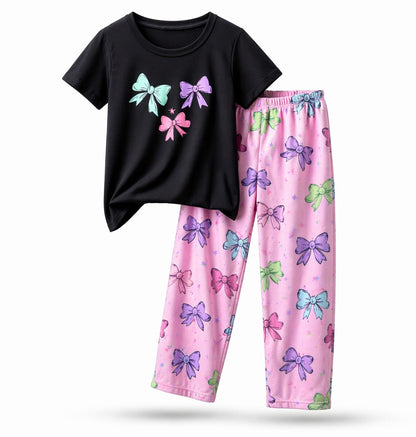 Black with pink ribbon  pajama