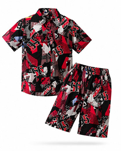 Red Printed shirt with short