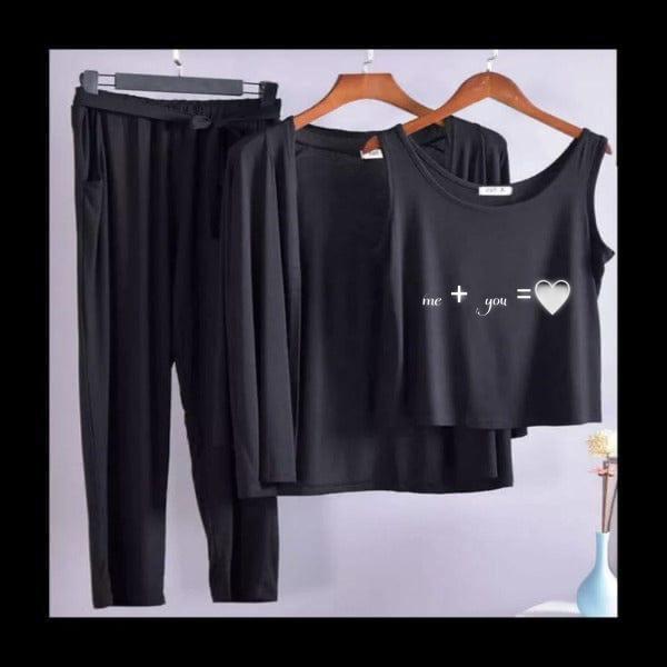 Me + you Women Night Suit PJ Set 3 Pieces