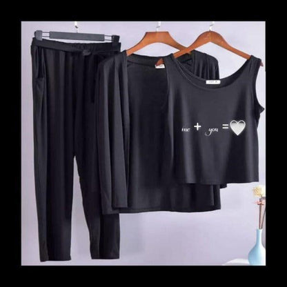 Me + you Women Night Suit PJ Set 3 Pieces