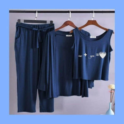 Me + you Women Night Suit PJ Set 3 Pieces
