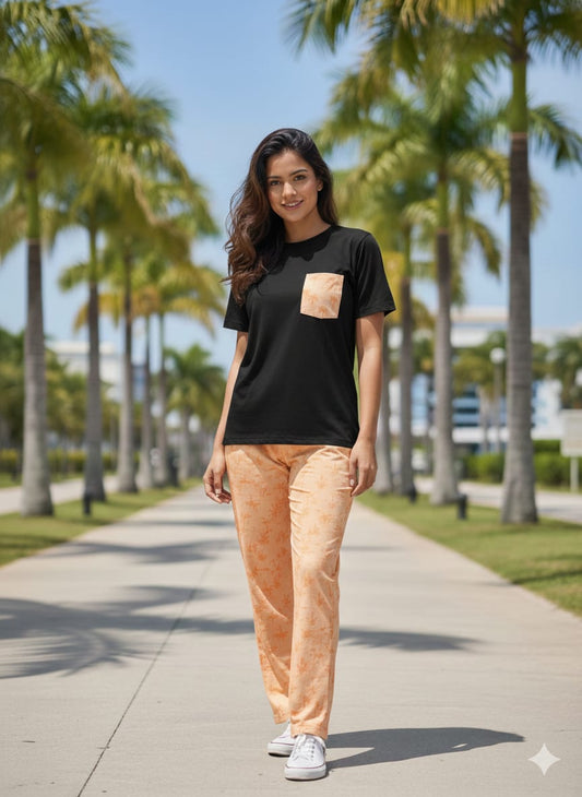 Palm Breeze Pajama Set – Black