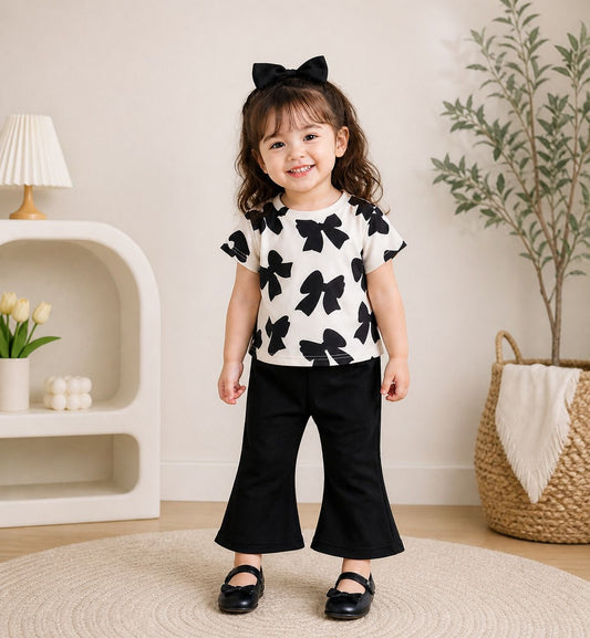 Midnight Bow Kids Co ord set
